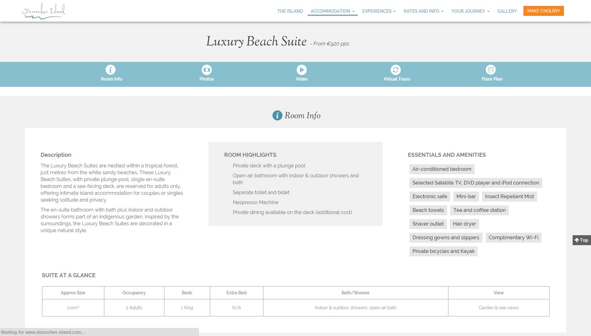 Desroches Island - Luxury Beach Suit Page